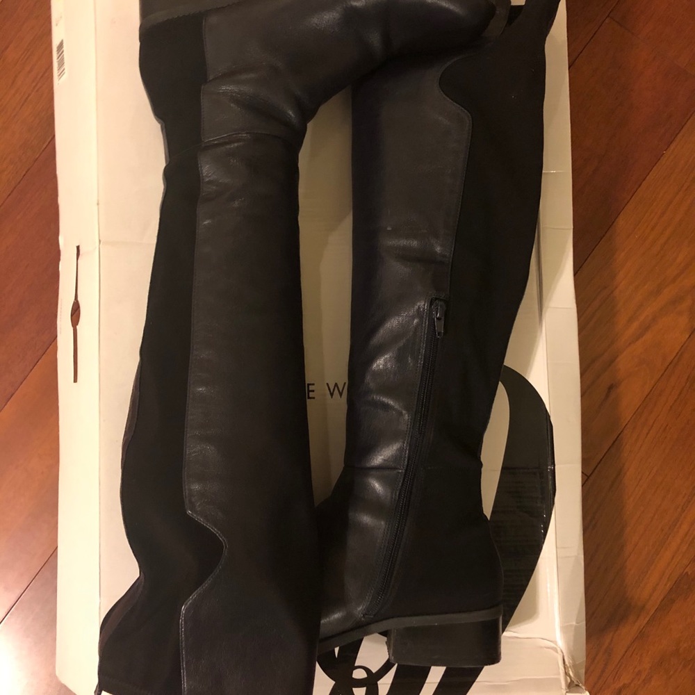Over the knee stretch leather boots